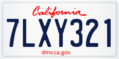 CA license plate 7LXY321
