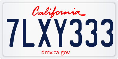 CA license plate 7LXY333