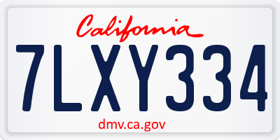 CA license plate 7LXY334