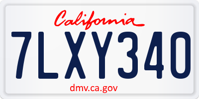 CA license plate 7LXY340
