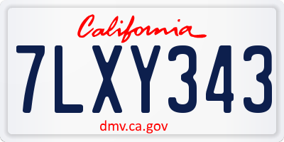 CA license plate 7LXY343