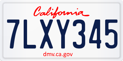 CA license plate 7LXY345