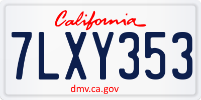CA license plate 7LXY353