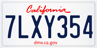 CA license plate 7LXY354