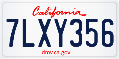 CA license plate 7LXY356