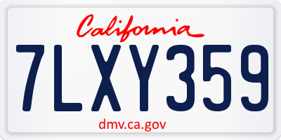 CA license plate 7LXY359