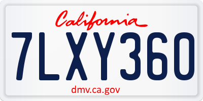 CA license plate 7LXY360