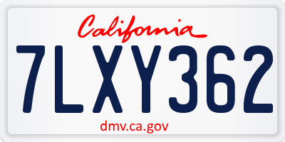 CA license plate 7LXY362
