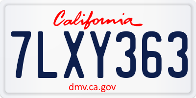 CA license plate 7LXY363