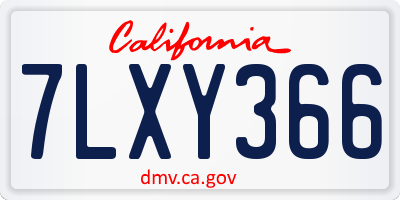 CA license plate 7LXY366