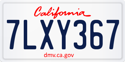 CA license plate 7LXY367