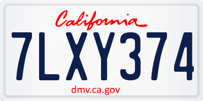 CA license plate 7LXY374