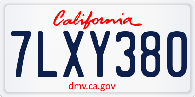 CA license plate 7LXY380