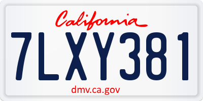 CA license plate 7LXY381