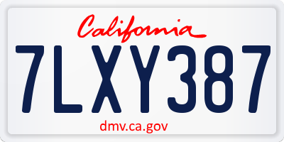 CA license plate 7LXY387