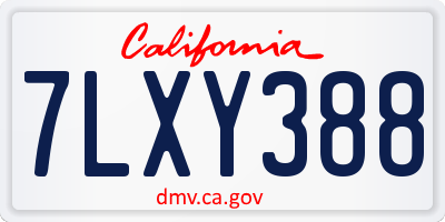 CA license plate 7LXY388