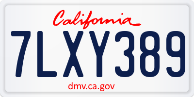 CA license plate 7LXY389