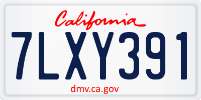 CA license plate 7LXY391