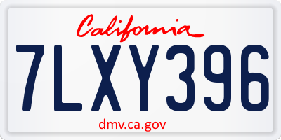 CA license plate 7LXY396