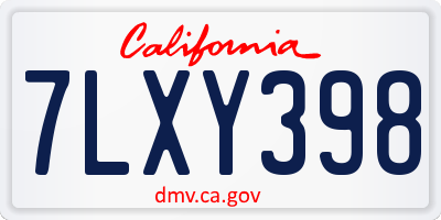 CA license plate 7LXY398