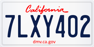 CA license plate 7LXY402