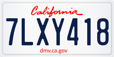 CA license plate 7LXY418