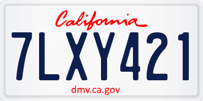 CA license plate 7LXY421