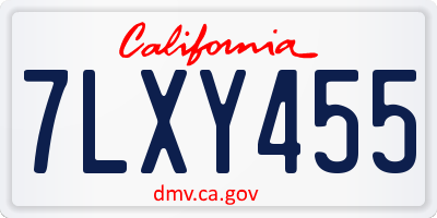 CA license plate 7LXY455