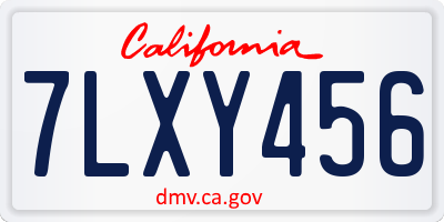 CA license plate 7LXY456