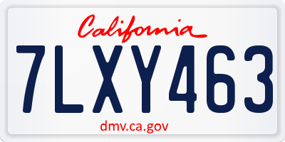 CA license plate 7LXY463
