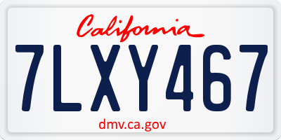 CA license plate 7LXY467