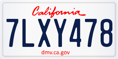 CA license plate 7LXY478