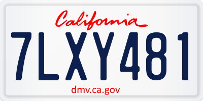 CA license plate 7LXY481