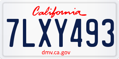 CA license plate 7LXY493