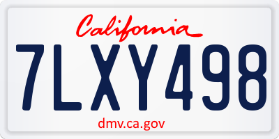 CA license plate 7LXY498