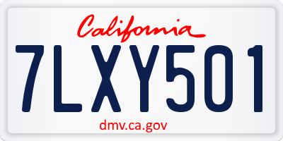 CA license plate 7LXY501