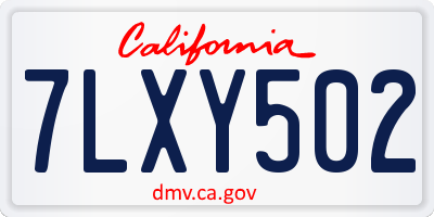 CA license plate 7LXY502