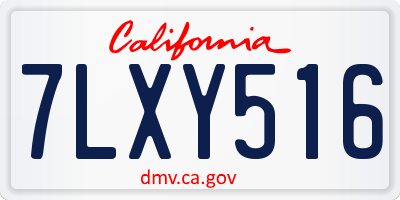 CA license plate 7LXY516
