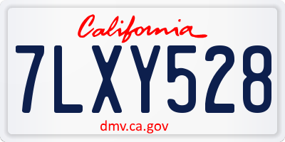 CA license plate 7LXY528