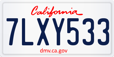 CA license plate 7LXY533