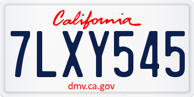 CA license plate 7LXY545