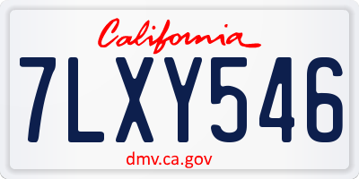 CA license plate 7LXY546