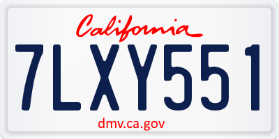 CA license plate 7LXY551