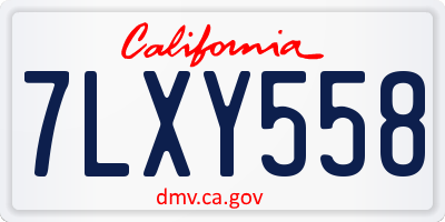 CA license plate 7LXY558
