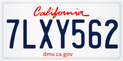 CA license plate 7LXY562