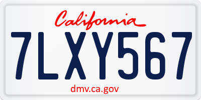 CA license plate 7LXY567