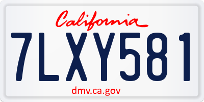 CA license plate 7LXY581