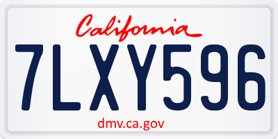 CA license plate 7LXY596