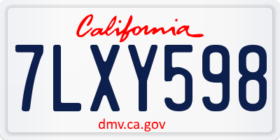 CA license plate 7LXY598