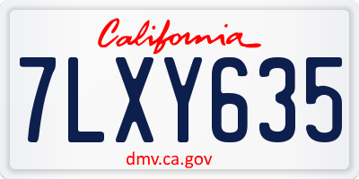 CA license plate 7LXY635